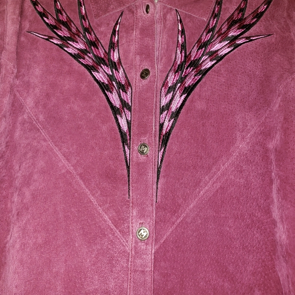 Bob Mackie pink leather jacket Medium - Picture 9 of 10